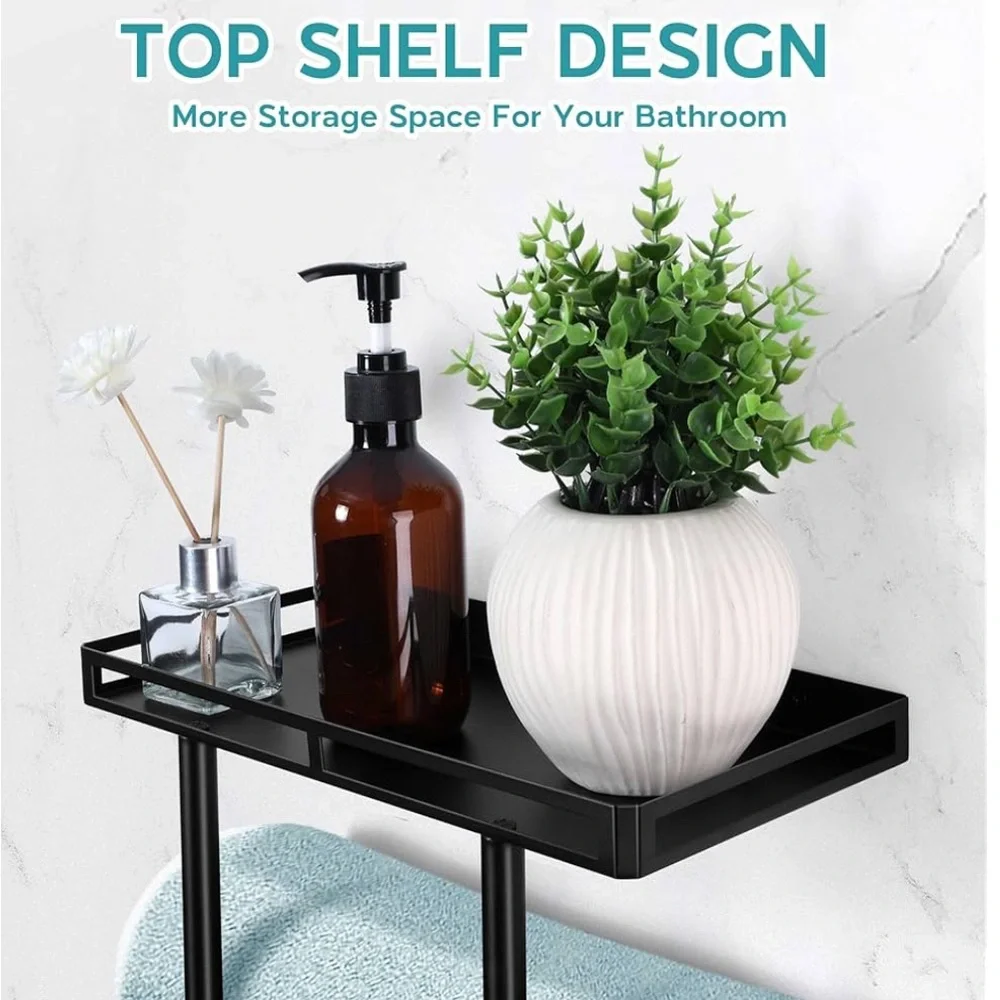 Black Metal Wall-Mounted Towel Rack